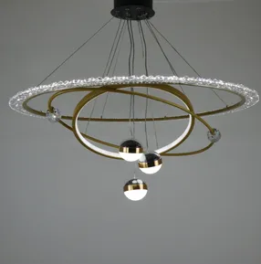 Підсвісна світлодіодна люстра на три кільця Cosmo-Rings D158-800 GD 172W