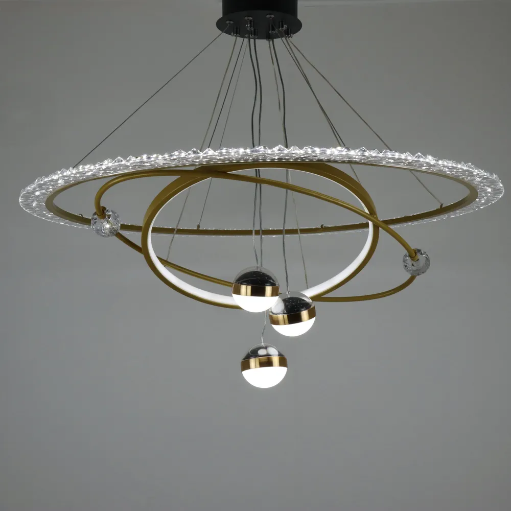Підсвісна світлодіодна люстра на три кільця Cosmo-Rings D158-800 GD 172W  - фото 3