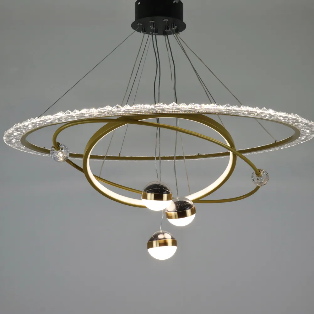 Підсвісна світлодіодна люстра на три кільця Cosmo-Rings D158-800 GD 172W 