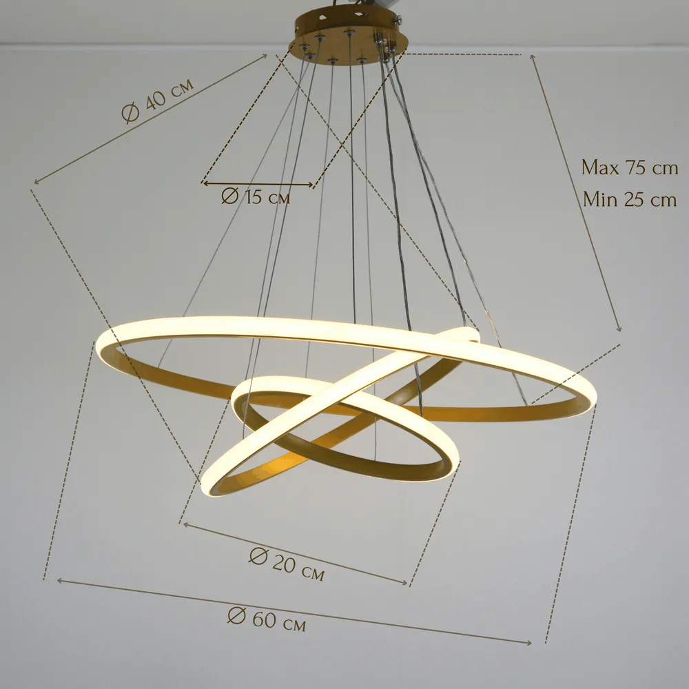 Люстра підвісна Modern Ring's 3213-60-40-20C GD A 96W  - фото 7