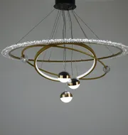 Підсвісна світлодіодна люстра на три кільця Cosmo-Rings D158-800 GD 172W  - фото 3