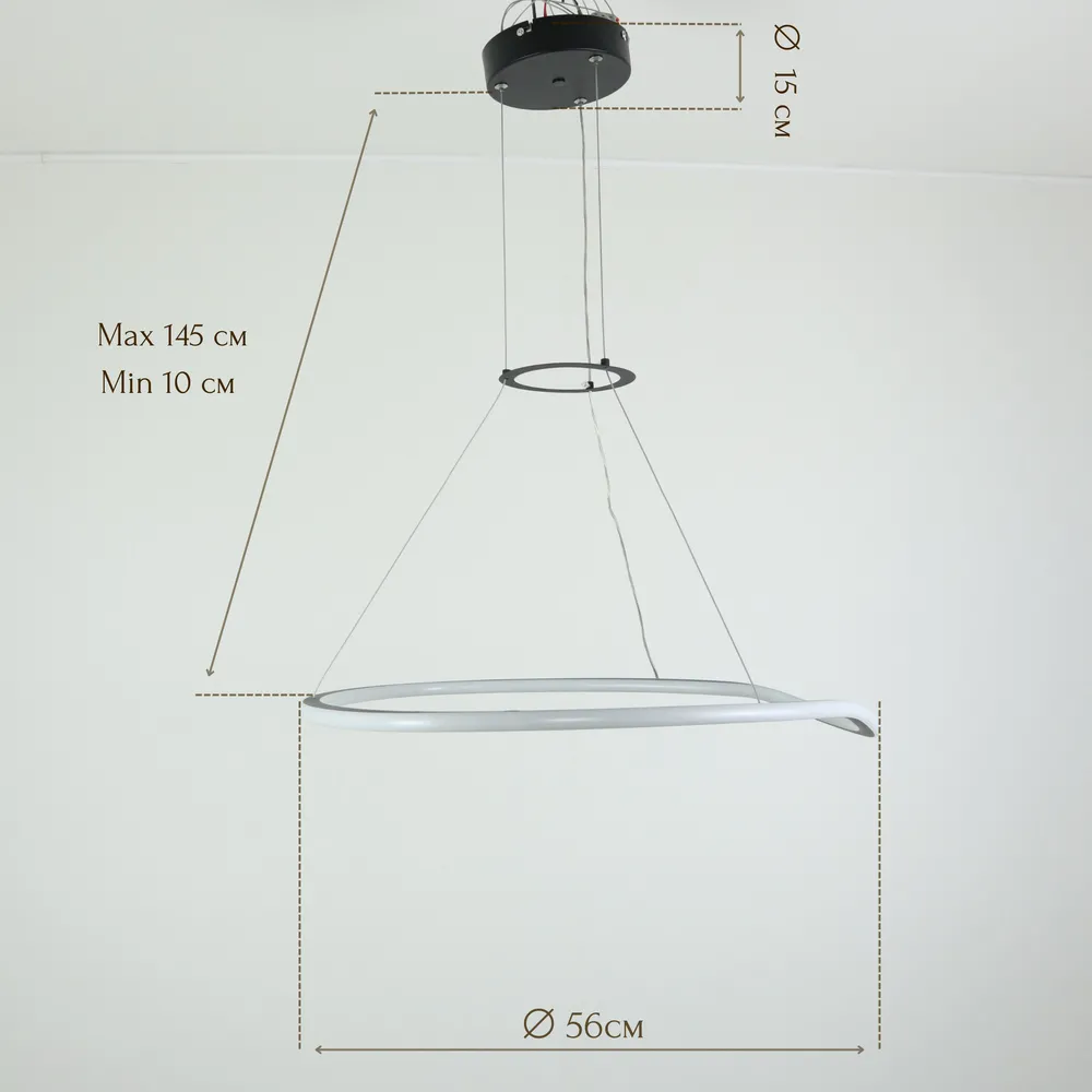 Підвісна LED-люстра Contour D166-600 BK 110W  - фото 2