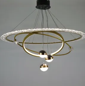 Підсвісна світлодіодна люстра на три кільця Cosmo-Rings D158-800 GD 172W