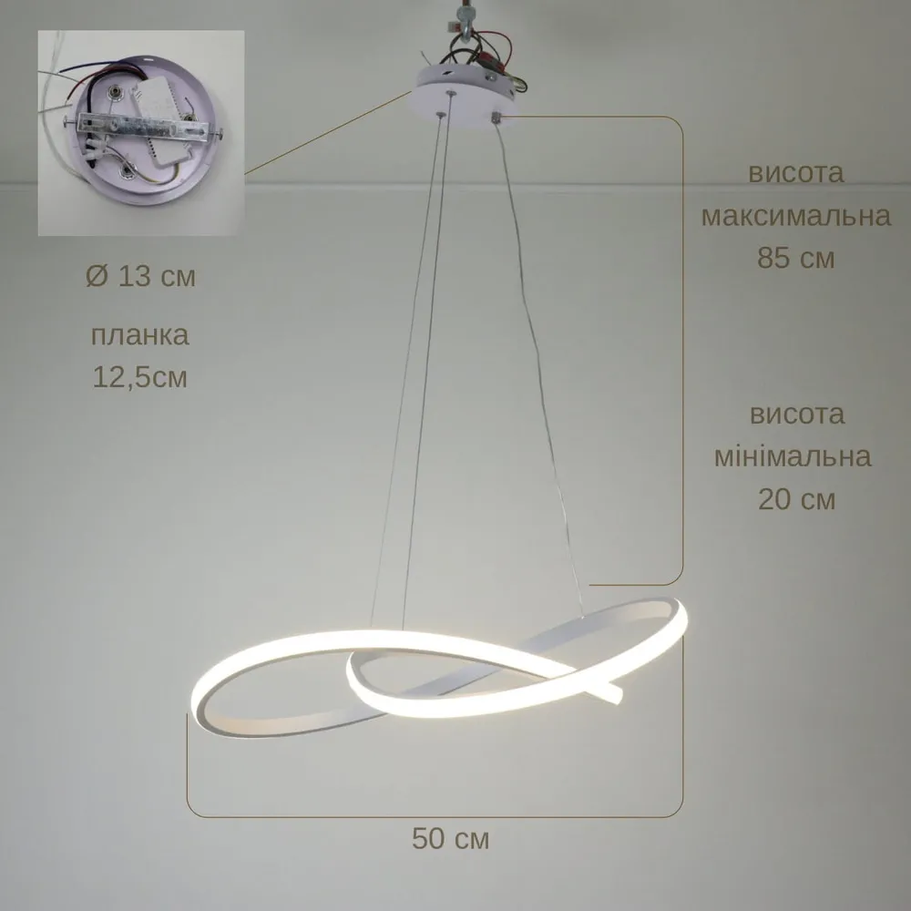 Підвісна світлодіодна люстра LOOP D801-500 BK 172W  - фото 9