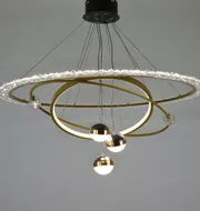 Підсвісна світлодіодна люстра на три кільця Cosmo-Rings D158-800 GD 172W 