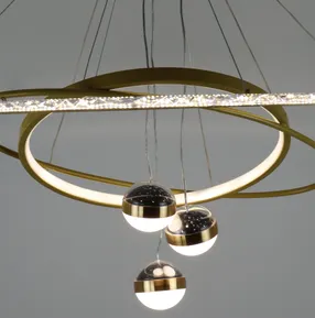 Підсвісна світлодіодна люстра на три кільця Cosmo-Rings D158-800 GD 172W